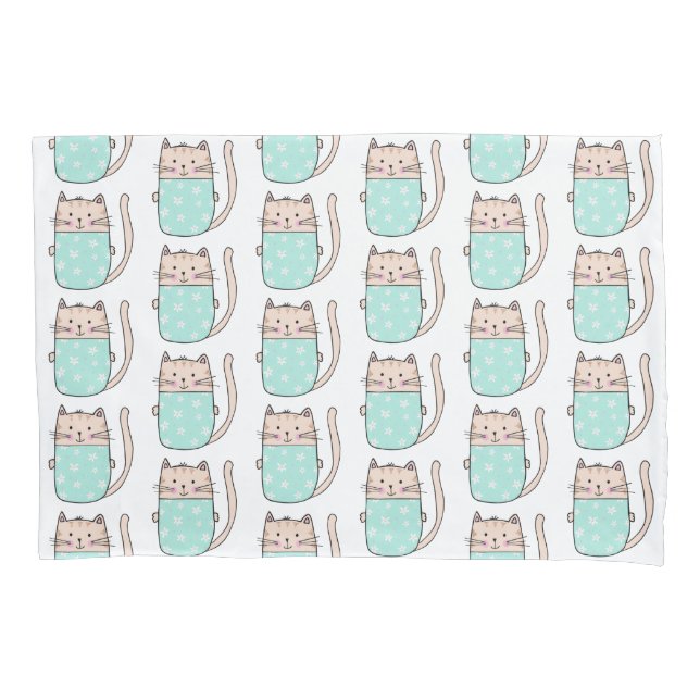 Cute Kids Cat Pattern Pillowcase (Front)