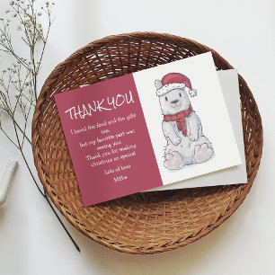 Cute Kids Christmas Bear Christmas Thank You Card