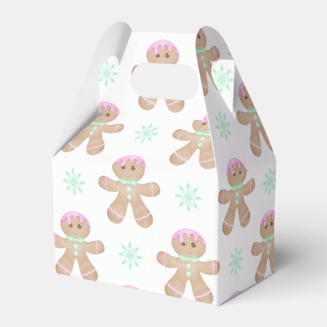 Cute Kids Christmas Gingerbread Cookie Pattern Favor Box (Front Side)