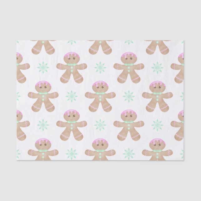 Cute Kids Christmas Gingerbread Cookie Pattern Tissue Paper (Front)