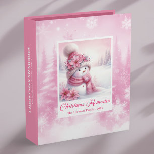 Cute Kids Christmas Memory Album Pink Snowman Gift Binder