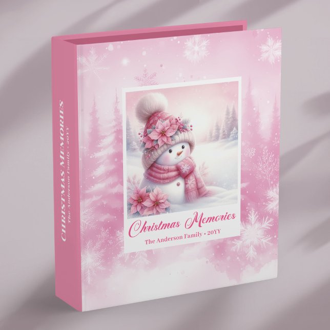 Cute Kids Christmas Memory Album Pink Snowman Gift Binder (Cute Kids Christmas Memory Album Pink Snowman Gift)