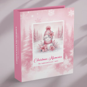 Cute Kids Christmas Memory Album Pink Snowman Gift Binder