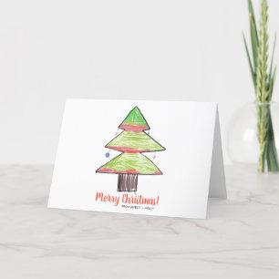 Cute Kids Christmas Tree Merry Christmas Holiday Card