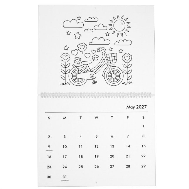 Cute Kids Colouring Book Calendar (May 2027)