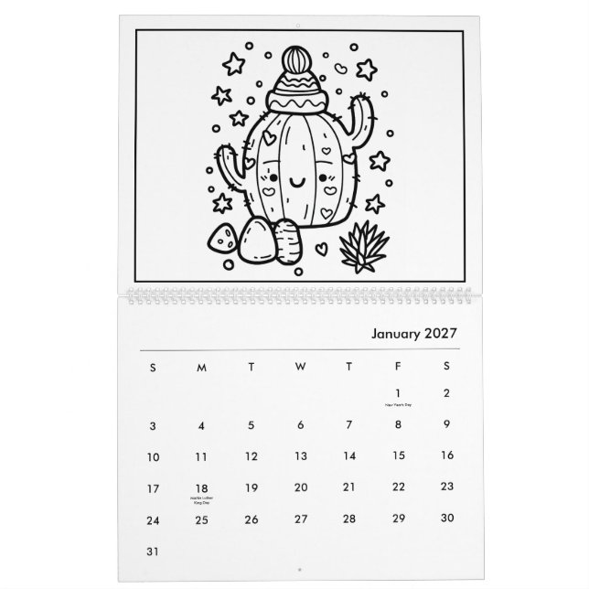 Cute Kids Colouring Calendar (Jan 2027)