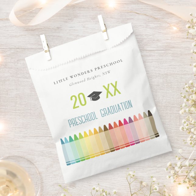Cute Kids Crayon Fun Rainbow Preschool Graduation Favour Bag (Clipped)