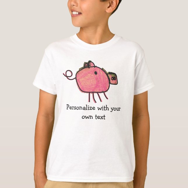 Cute Kids Crayon Pig Shirt (Front)