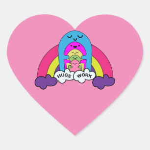 Cute Kids Cute Hugs Children Sweet Fleece Bl Heart Sticker
