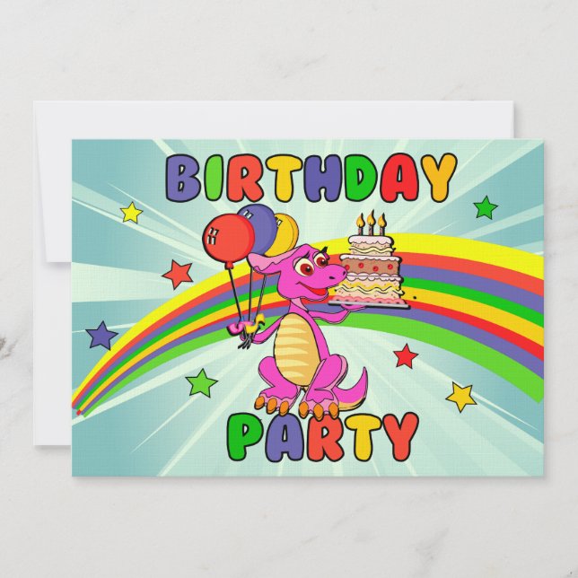 Cute Kids dinosaur birthday party Invitation (Front)