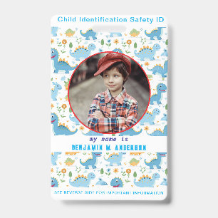 Cute Kid's Dinosaur Colourful Custom Photo Child I Badge