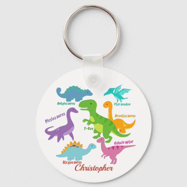 Cute Kids Dinosaur Names  Keychain (Front)