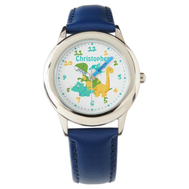 Cute Kids Dinosaur Personalized  Watch (Front)