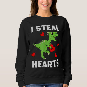 Cute Kids Dinosaur Valentines Day I Steal Hearts Sweatshirt
