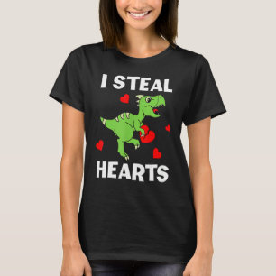 Cute Kids Dinosaur Valentines Day I Steal Hearts T-Shirt