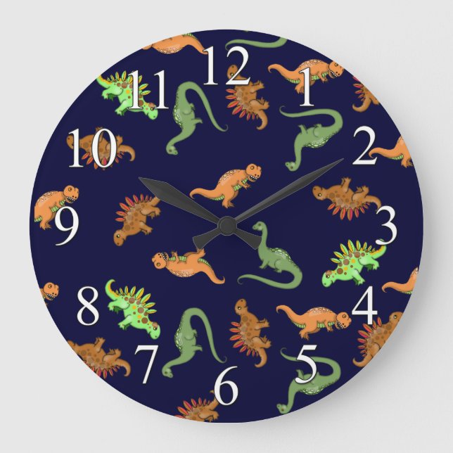 Cute Kids Dinosaur Wall Clock (Front)