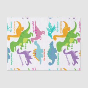 Cute Kids Dinosaurs And Names Tissue Paper