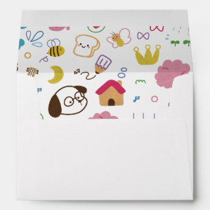 Cute Kids Doodle Pattern Envelope