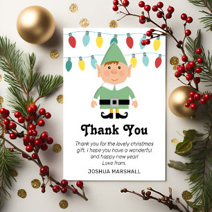 Cute Kids Elf Christmas Thank You Card