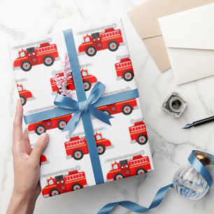 Cute kids firetruck pattern party wrapping paper