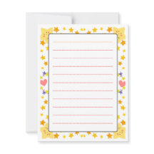 Cute Kids Flat Note Card – Colourful Stars & Heart