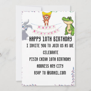 Cute Kids Floral Birthday Invitation Garden Part