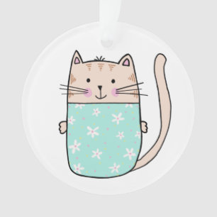 Cute kids floral cat illustration ornament