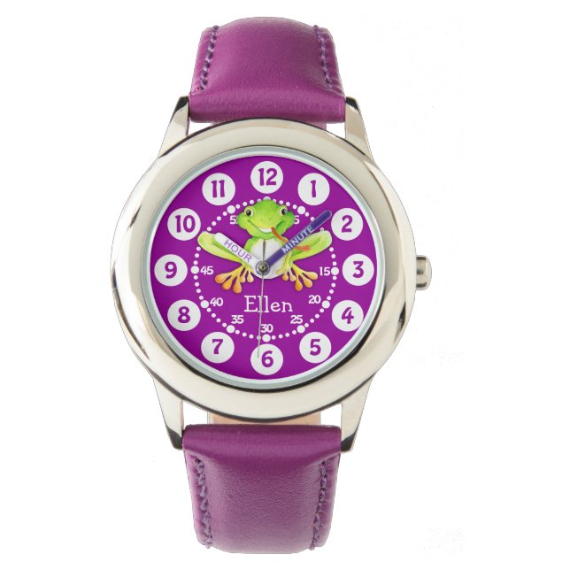 Cute kids frog and name watch (Front)