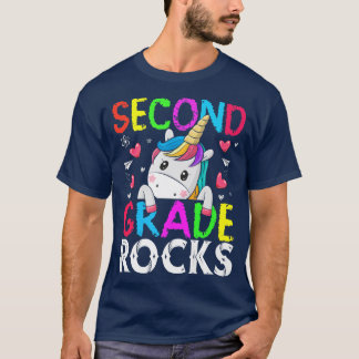 Cute Kids Girls Unicorn Second Grade Rocks Back To T-Shirt