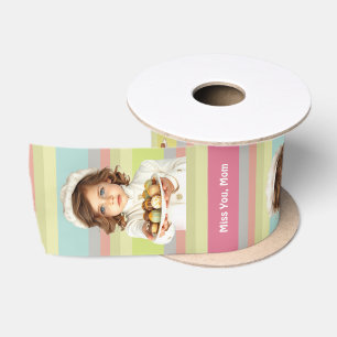 Cute kids gourmet chocolates striped custom text satin ribbon