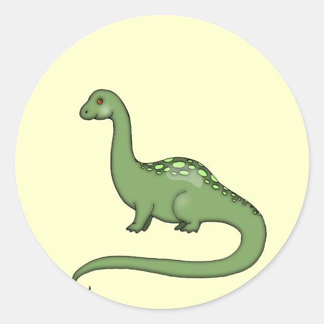 Cute Kids Green Dinosaur Sticker (Front)