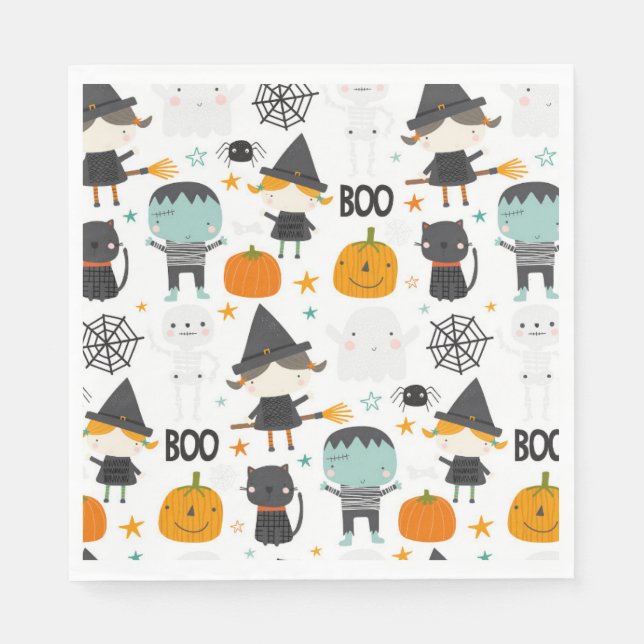 Cute kids Halloween Birthday Party Napkin (Front)