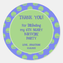 Cute Kids Halloween Birthday Thank You Sticker