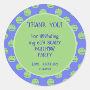 Cute Kids Halloween Birthday Thank You Sticker