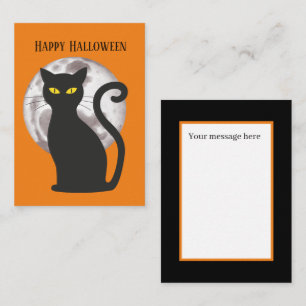 cute kids Halloween black cat add message Card
