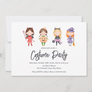 Cute Kids Halloween Costume Party Invitation