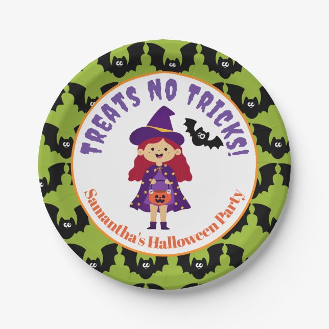 Cute Kids Halloween Costume Party Paper Plate (Front)