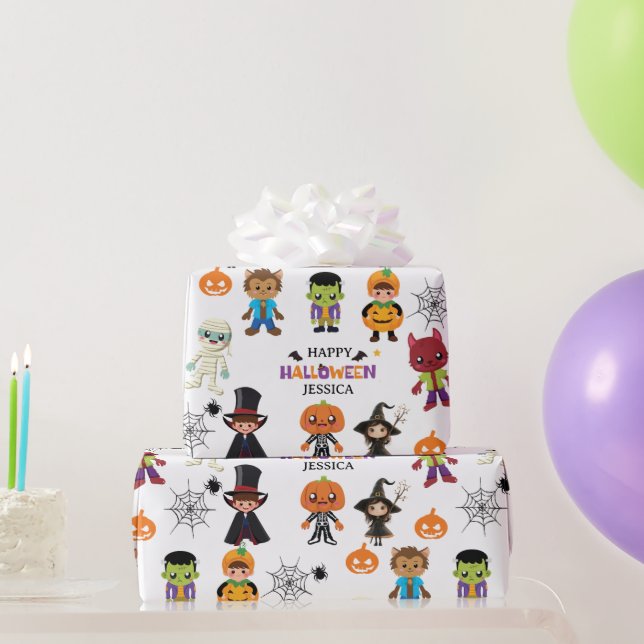 Cute Kids Halloween Costume Party Wrapping Paper (Party Gifts)