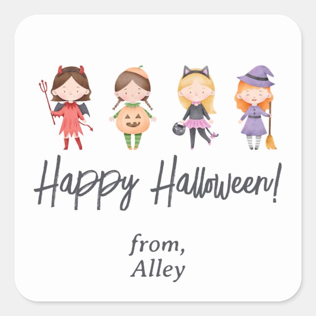 Cute Kids Halloween Costume Sticker (Front)