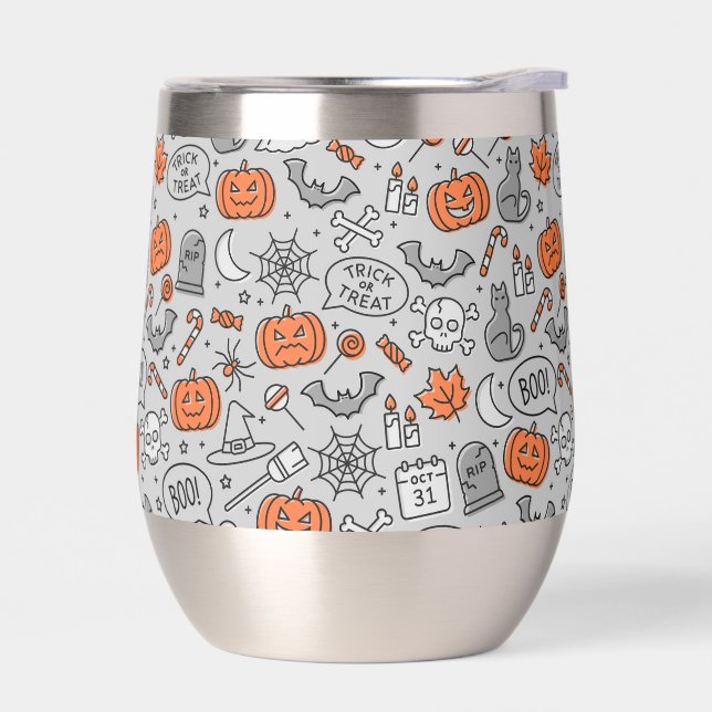 Cute Kids Halloween Doodle Pattern (Left)