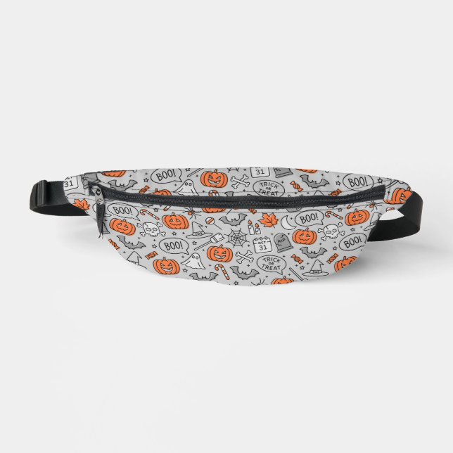 Cute Kids Halloween Doodle Pattern Fanny Pack (Front)