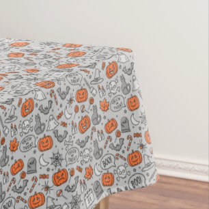 Cute Kids Halloween Doodle Pattern Tablecloth