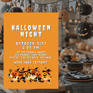 Cute Kids Halloween Night Party Custom Invitation