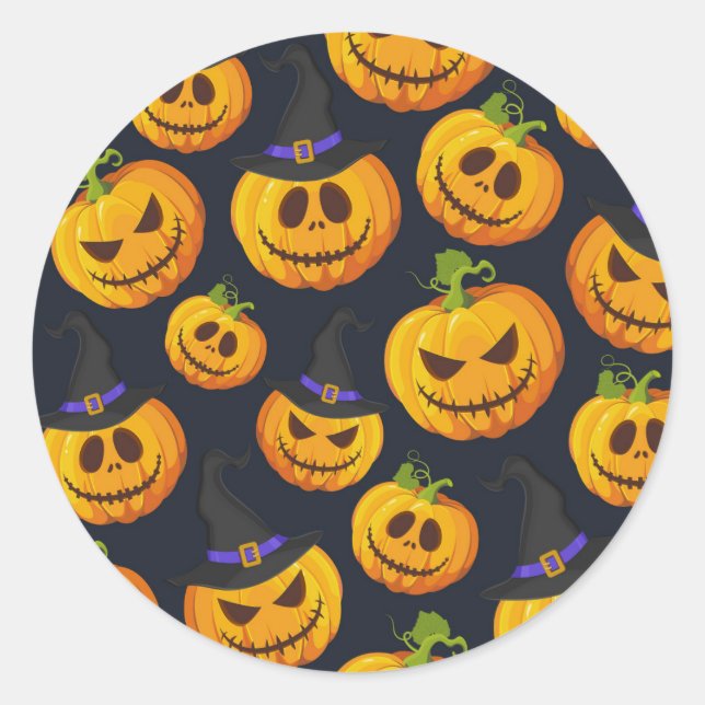 Cute Kids Halloween pattern  Classic Round Sticker (Front)