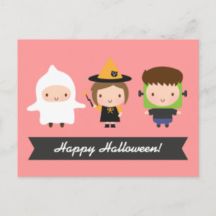 Cute Kids Halloween Trick or Treat Postcard