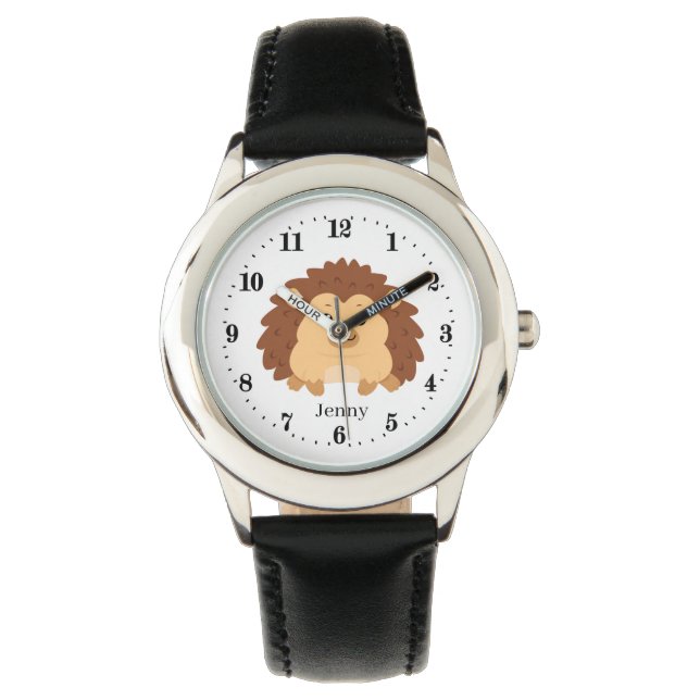 cute kids hedgehog lovers add name unisex watch (Front)