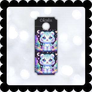 Cute Kids Holographic White Tiger    Door Hanger