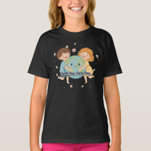 Cute Kids Hugging Earth - Earth Day Everyday Kids T-Shirt
