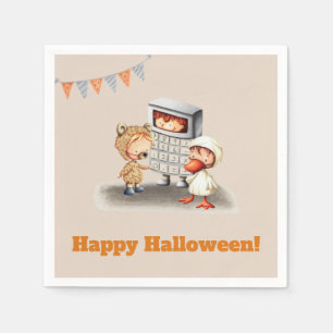 Cute Kids in Costumes Halloween Party Napkin