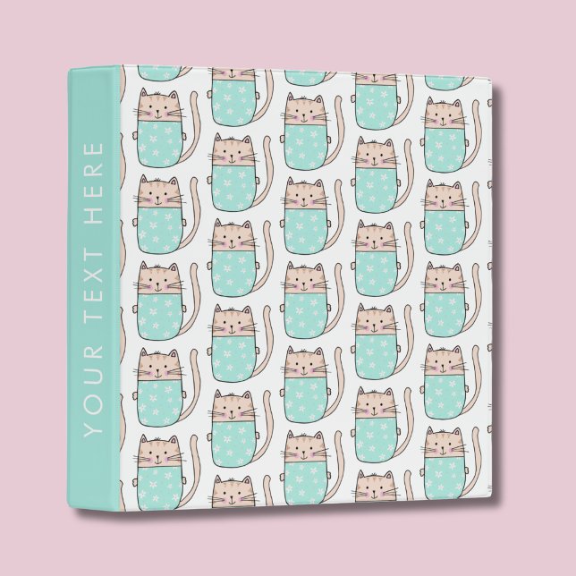 Cute kids kitty cat pattern binder (Kitty Cat pattern personalized binder)